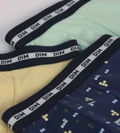 Lot de 3 boxers garçon motif pixel Bleu Jaune Coton Stretch Fashion