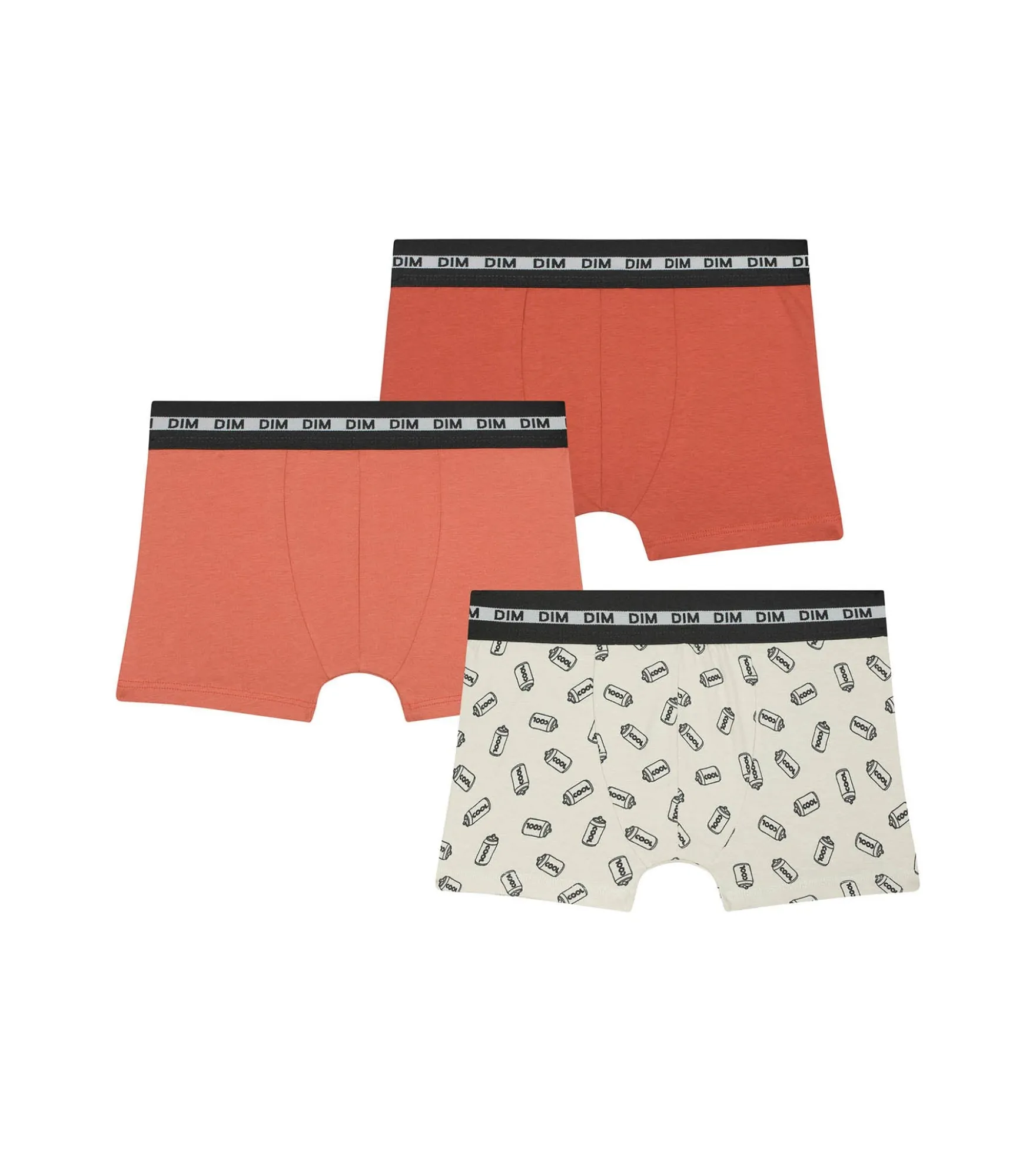 Lot de 3 boxers garçon à motifs Soda Orange Dim Coton Stretch