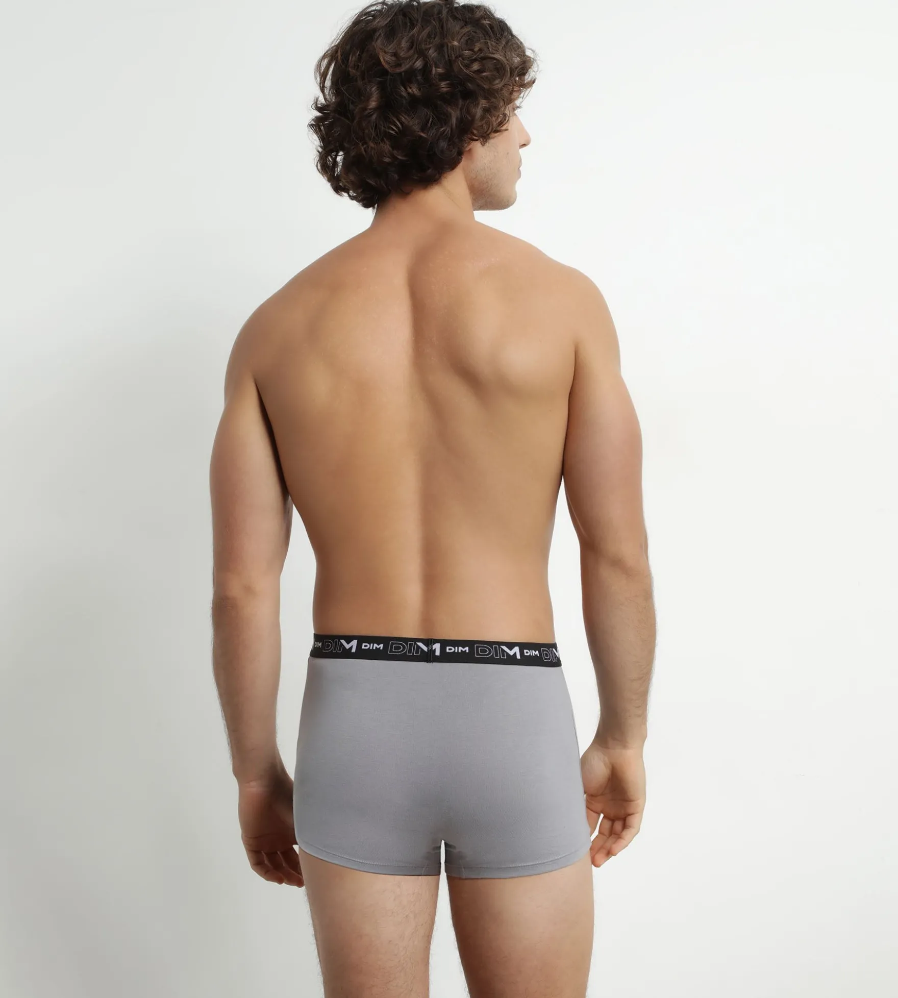 Lot de 2 Boxers homme Blanc Gris ceinture contrastée Dim Coton Stretch