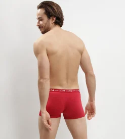 Lot de 3 boxers homme bleu denim rouge topaze acier Coton Stretch