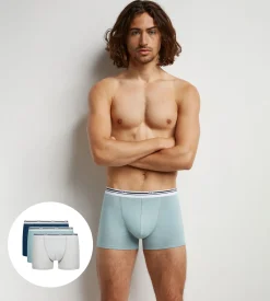 Lot de 3 boxers homme coton stretch Bleu Gris Classic Colors