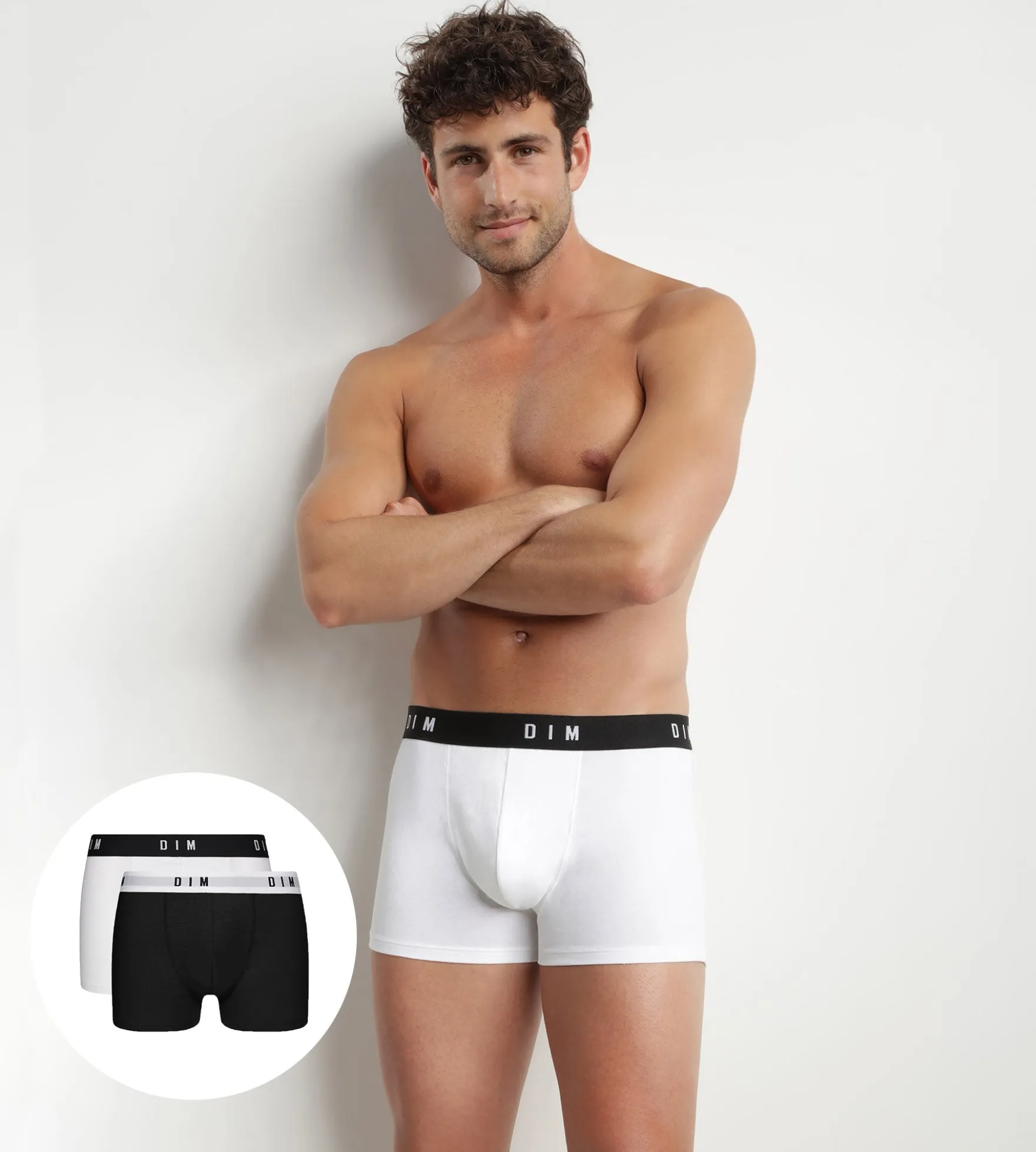 Lot de 2 boxers homme coton stretch ceinture rétro Noir Dim Originals