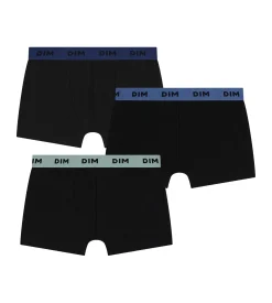 Lot de 3 boxers homme coton stretch noir ceinture colorée Bleu Lila Mix & Colors