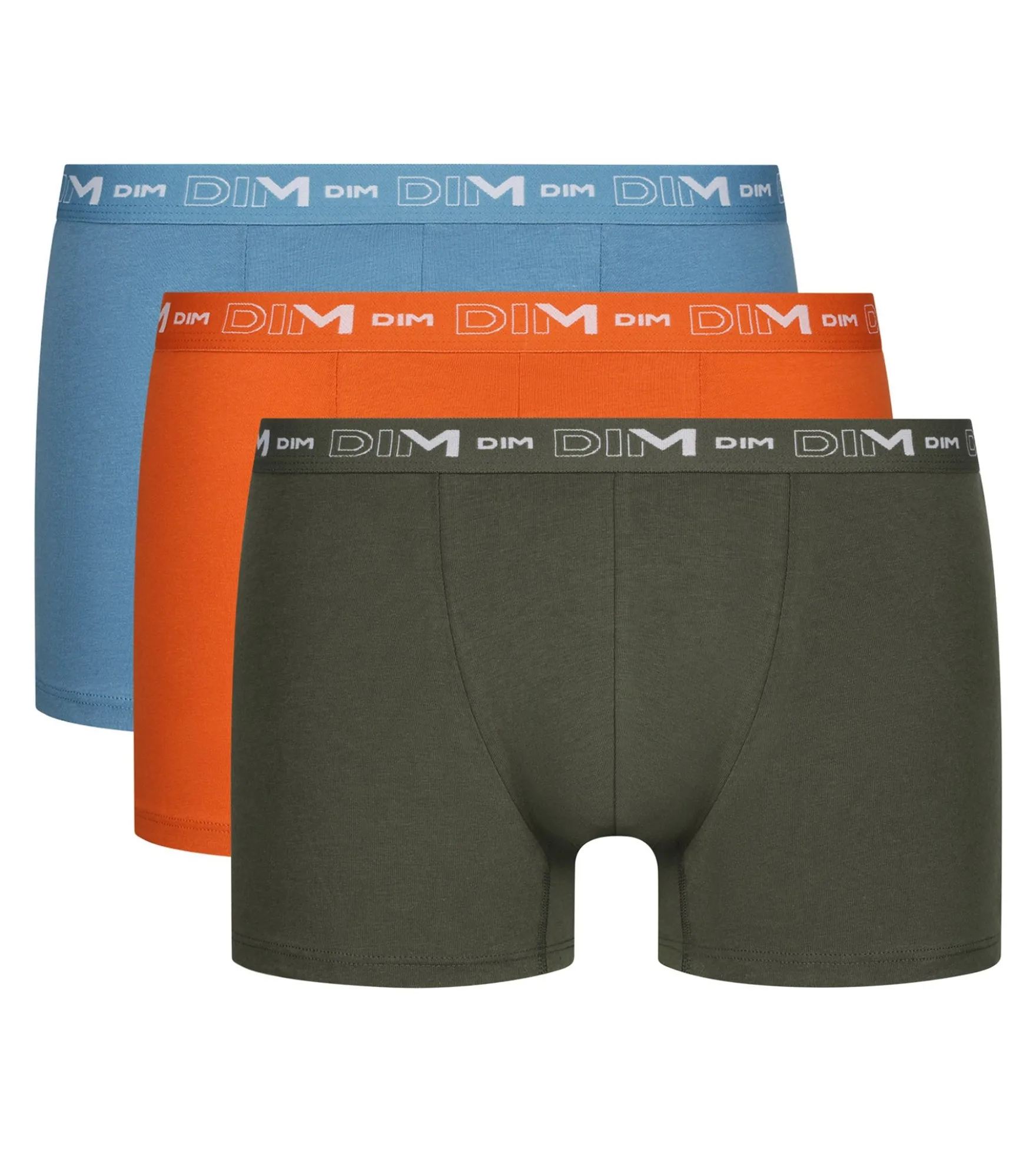 Lot de 3 boxers homme en coton Orange Vert Dim Coton Stretch