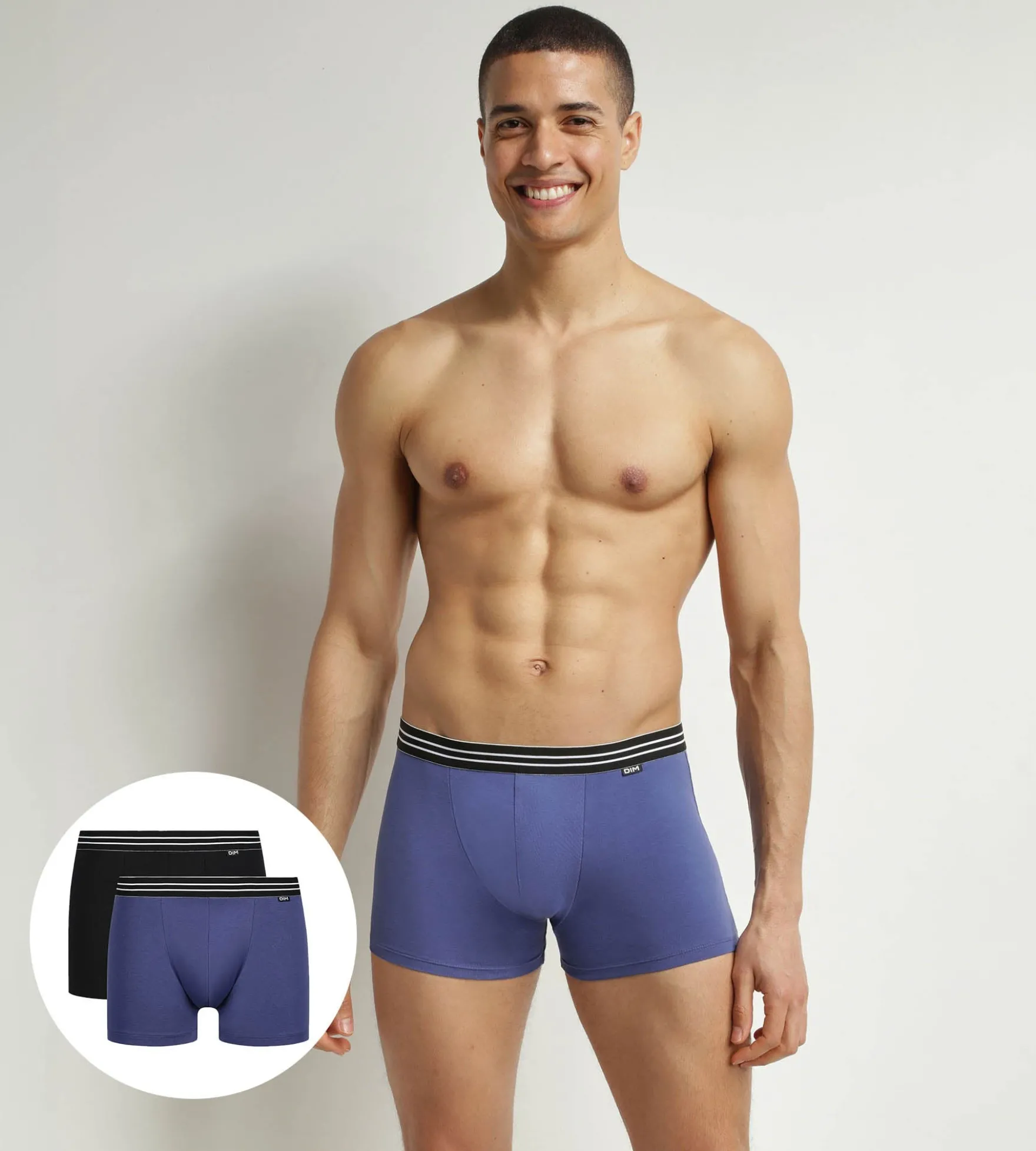 Lot de 2 boxers homme en coton stretch Bleu Turquin Noir EcoDim