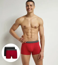 Lot de 2 boxers homme en coton stretch Rouge Carmin Noir EcoDim