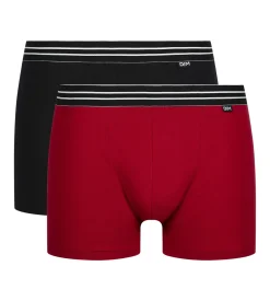 Lot de 2 boxers homme en coton stretch Rouge Carmin Noir EcoDim