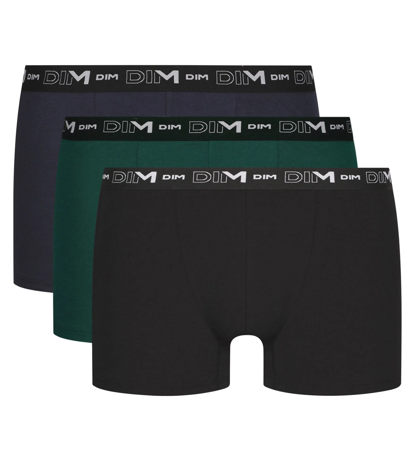 Lot de 3 boxers homme en coton Vert Bleu Dim Coton Stretch