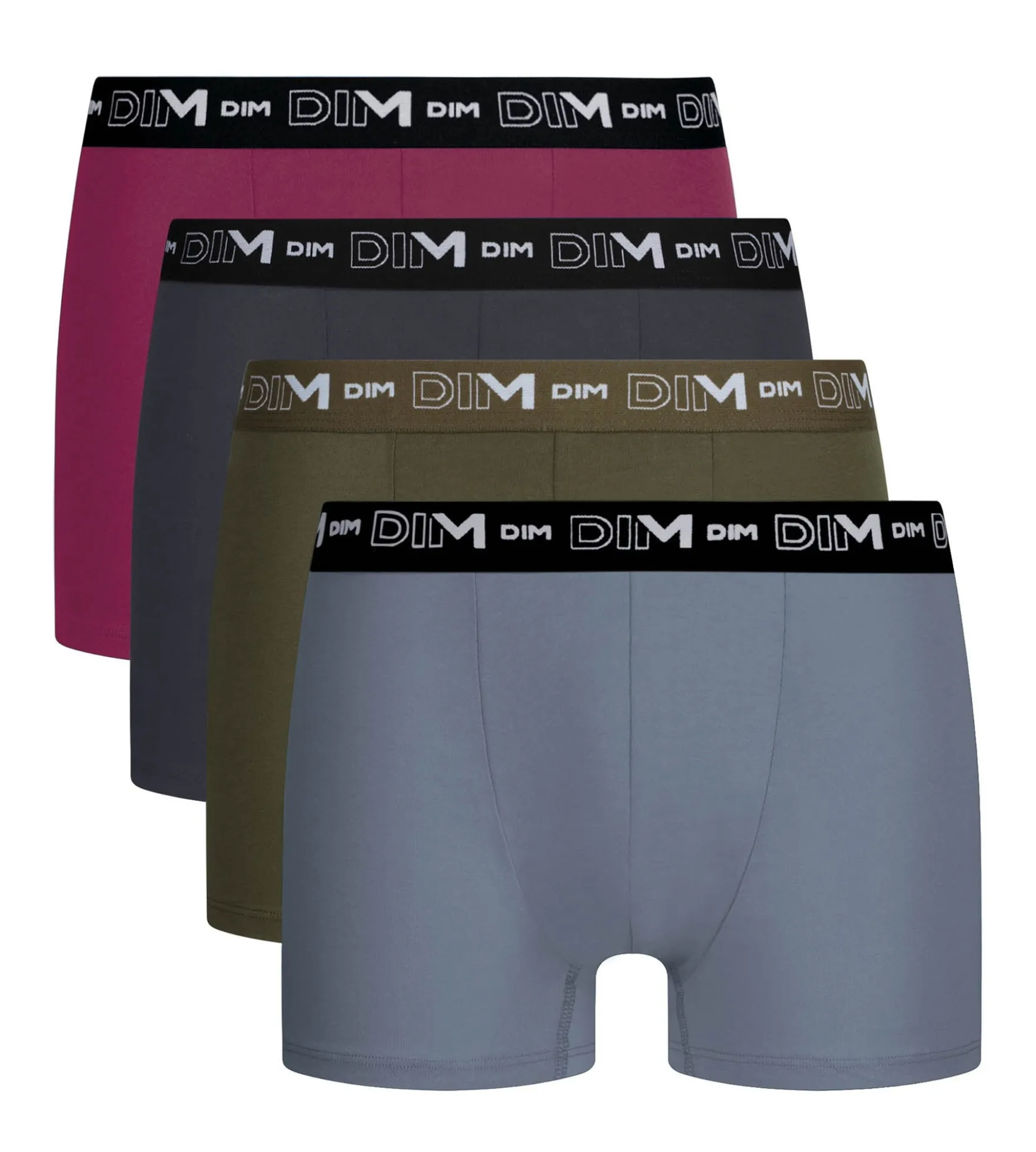 Lot de 4 boxers homme gris foncé, kaki, rouge, gris Coton Stretch
