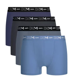 Lot de 4 boxers homme gris, gris foncé, bleu, bleu foncé Coton Stretch