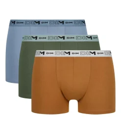 Lot de 3 boxers homme Kaki Ocre Bleu Coton Stretch Bio