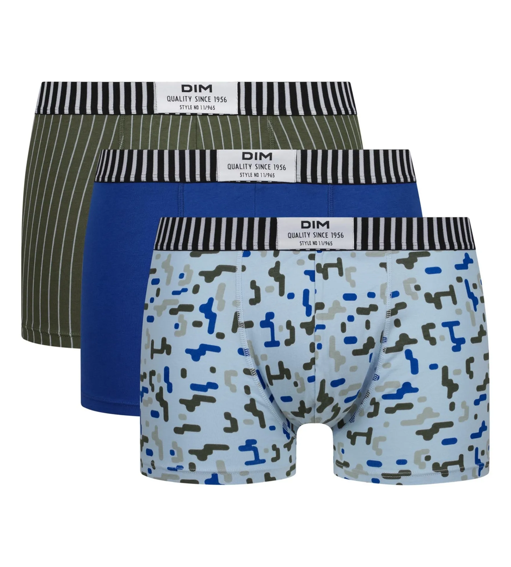 Lot de 3 boxers homme Noir Bleu Kaki Dim Vibes