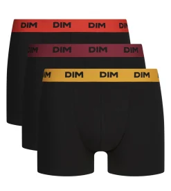 Lot de 3 boxers homme noir ceinture colorée Flamme Mix & Colors