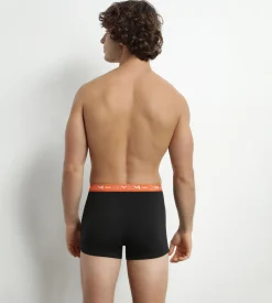 Lot de 2 Boxers homme Noir à ceinture Bleu et Orange Dim Coton Stretch