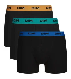 Lot de 3 boxers homme noir ceinture colorée Caméléon Mix & Colors