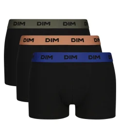 Lot de 3 boxers homme Noir coton stretch Noisette Vert Mix & Colors