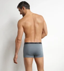 Lot de 3 boxers homme Noir Gris ceinture contrastée Dim Coton Stretch
