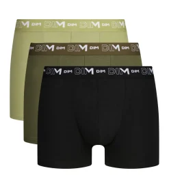 Lot de 3 boxers homme Noir Sable ceinture contrastée Dim Coton Stretch