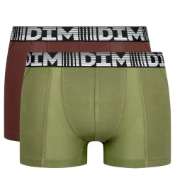 Lot de 2 boxers homme respirants coton et lycra Kaki 3D Flex Air