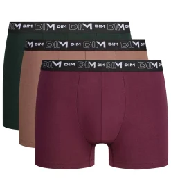 Lot de 3 boxers homme vert foncé, caramel, figue Coton Stretch