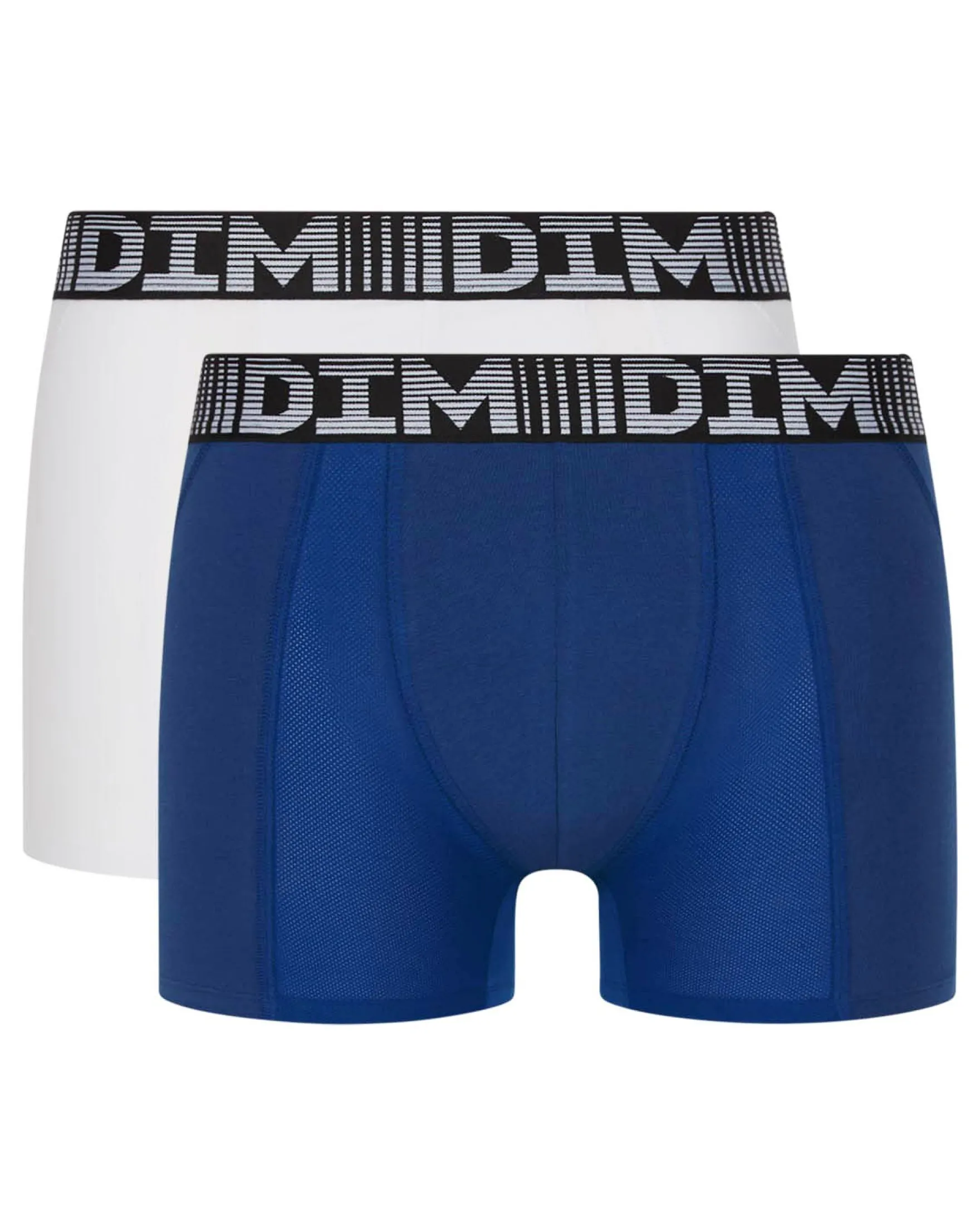 Lot de 2 boxers longs homme respirants Bleu Blanc 3D Flex Air