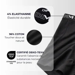 Lot de 3 boxers noir Homme en coton stretch