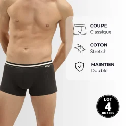 Lot de 4 boxers noirs ECODIM Coton