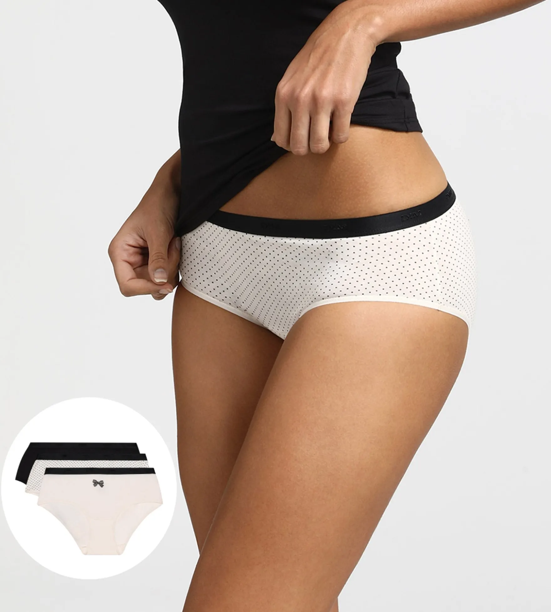 Lot de 3 boxers nœud noir en coton Les Pockets