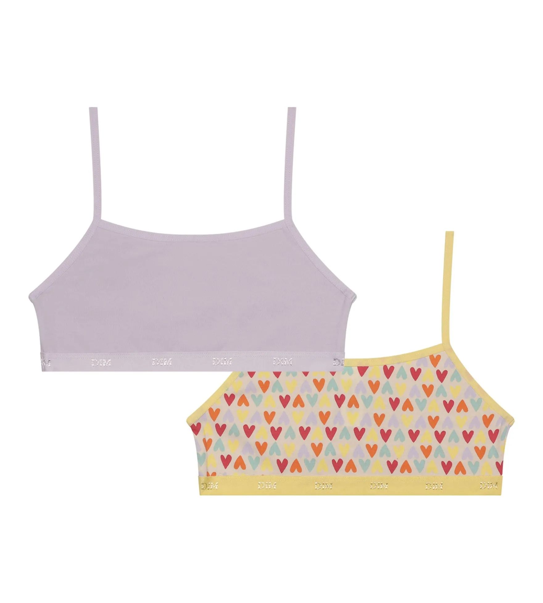 Lot de 2 brassières fille coton stretch Lila à motif coeur Les Pockets