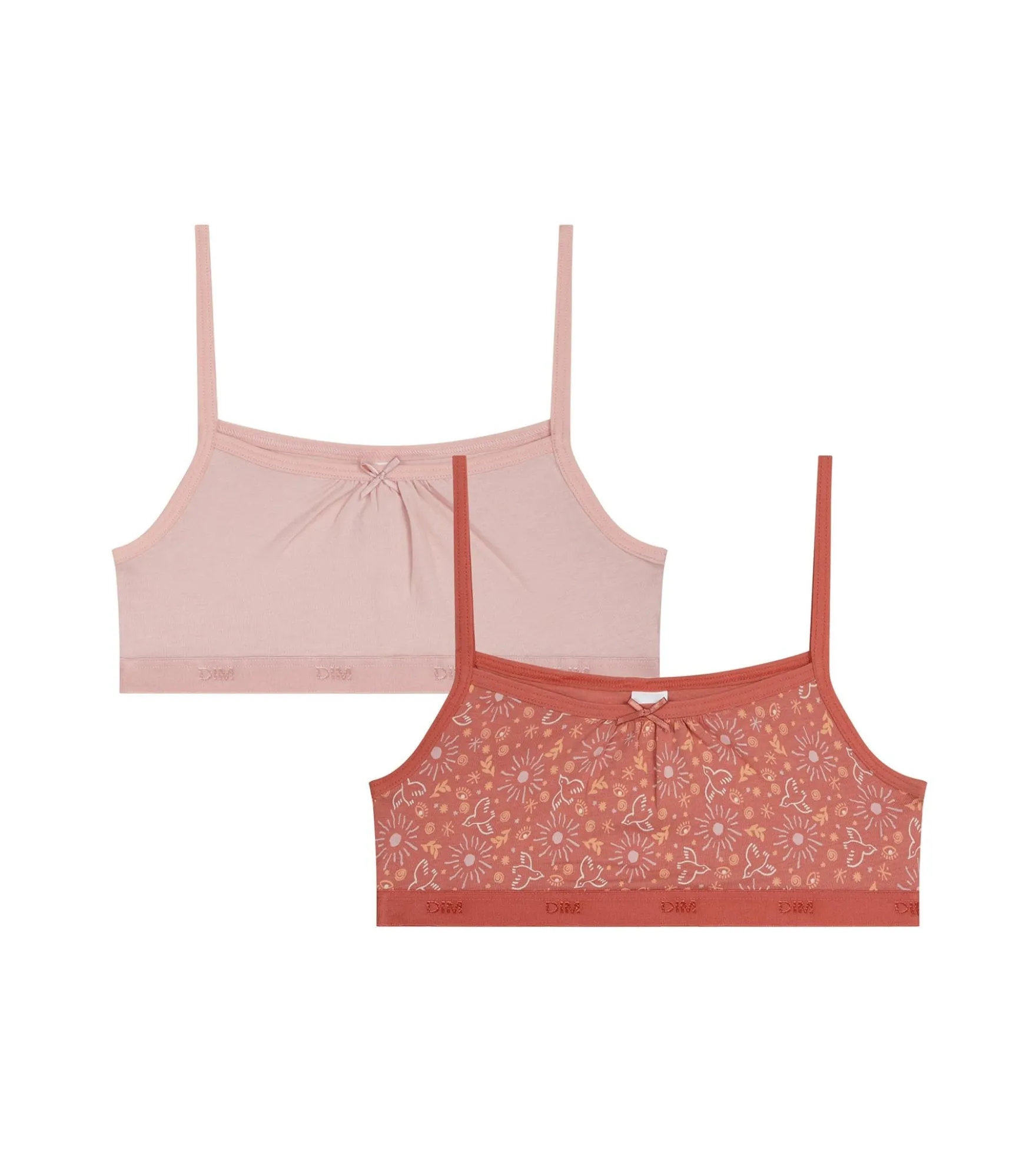 Lot de 2 brassières fille en coton stretch Rose Ocre Les Pockets