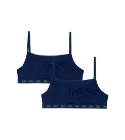 Lot de 2 brassières fille en coton bio Bleu Marine Dim Skin Care