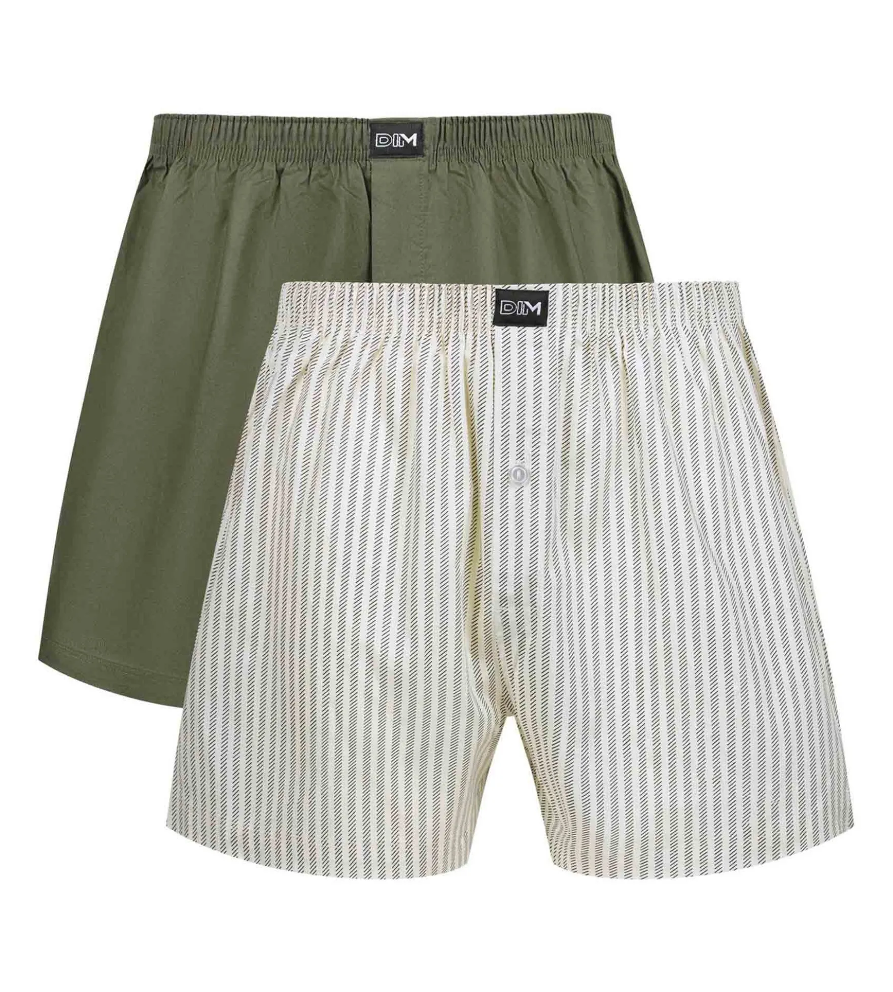 Lot de 2 caleçons homme Beige rayé Vert Coton Stretch