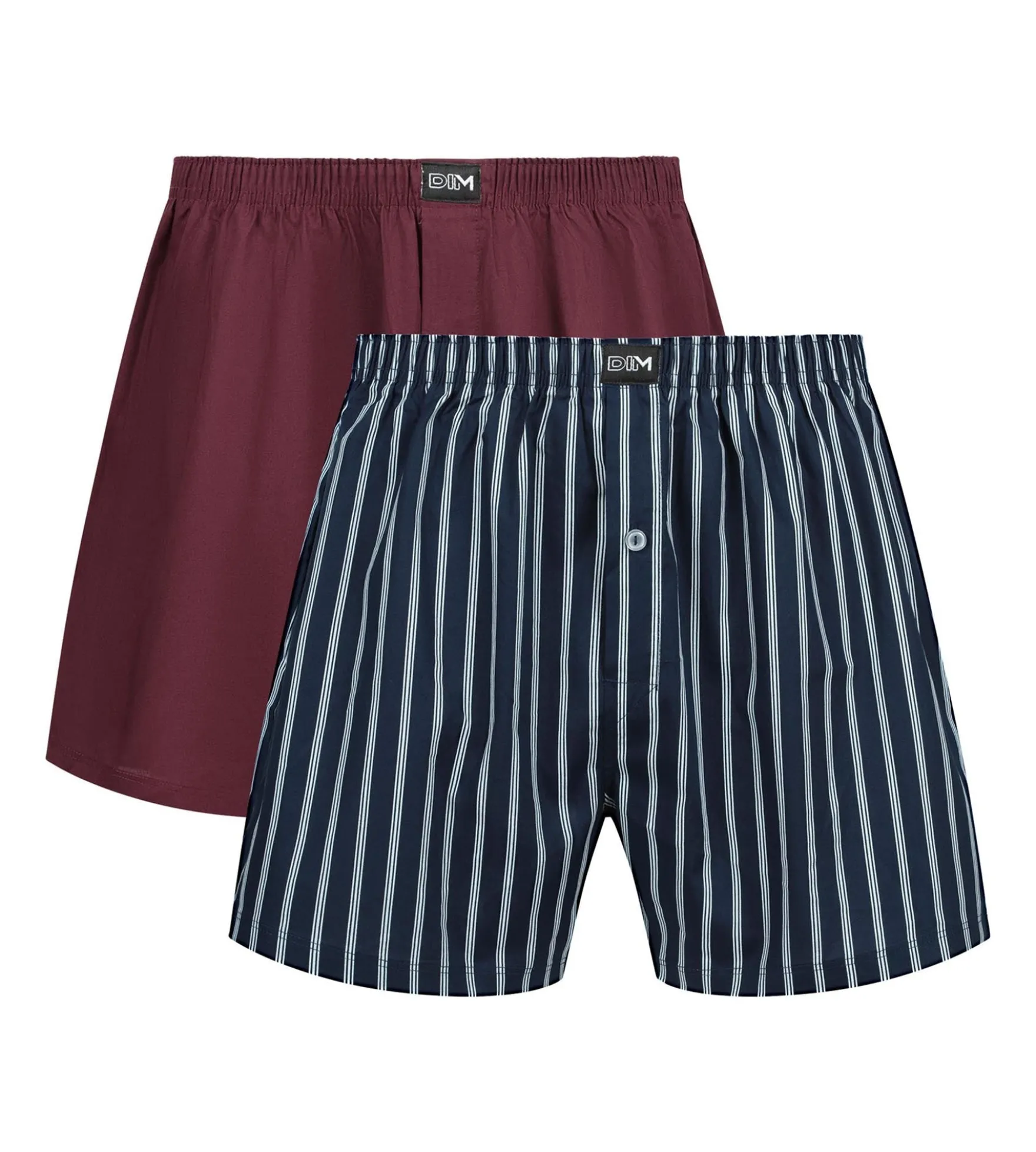 Lot de 2 caleçons homme Bleu rayé Rouge Coton Stretch