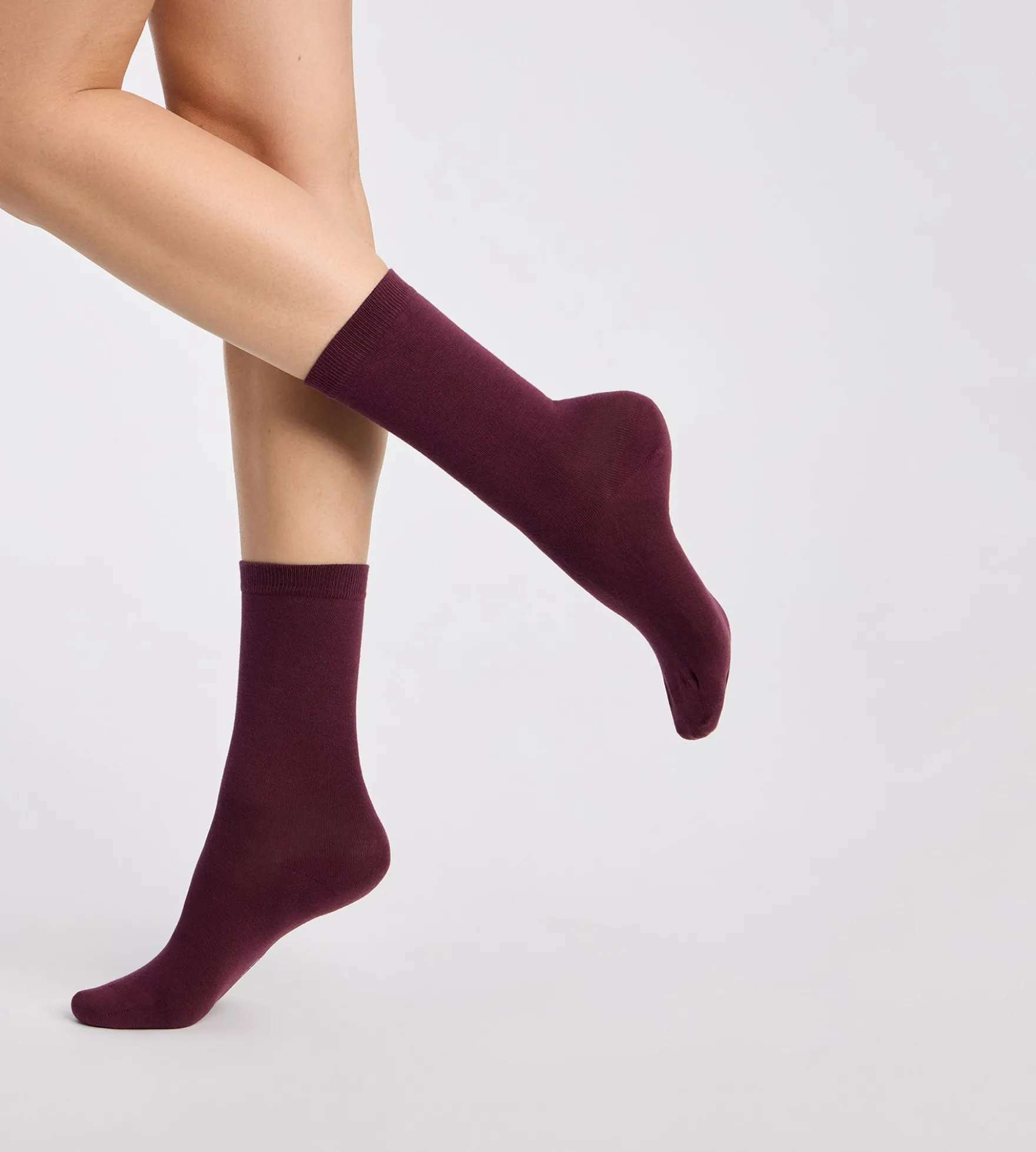 Lot de 2 chaussettes femme figue, bordeaux Coton