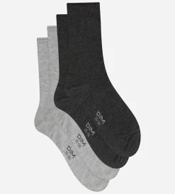 Lot de 2 chaussettes femme gris clair, gris anthracite Modal