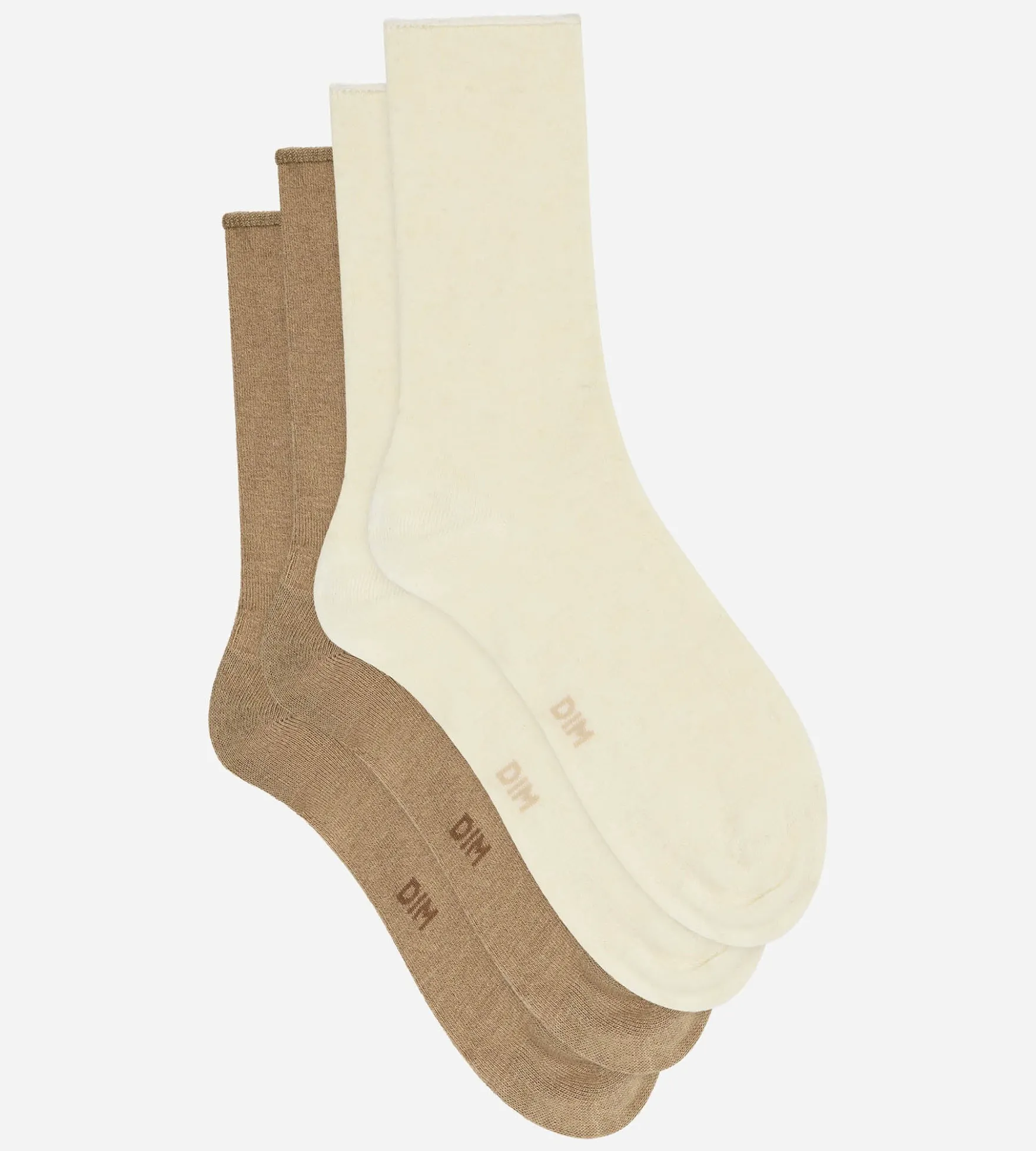 Lot de 2 chaussettes femme taupe, beige Modal