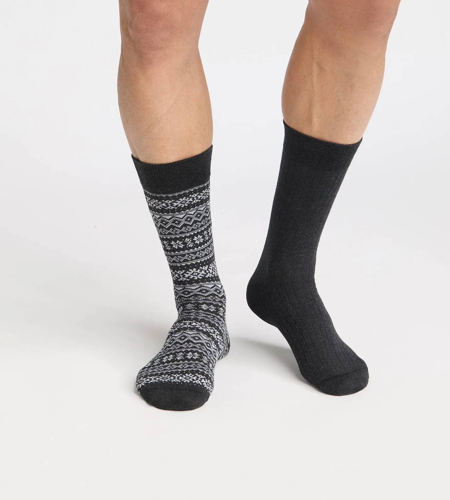 Lot de 2 chaussettes homme anthracite Coton Fancy