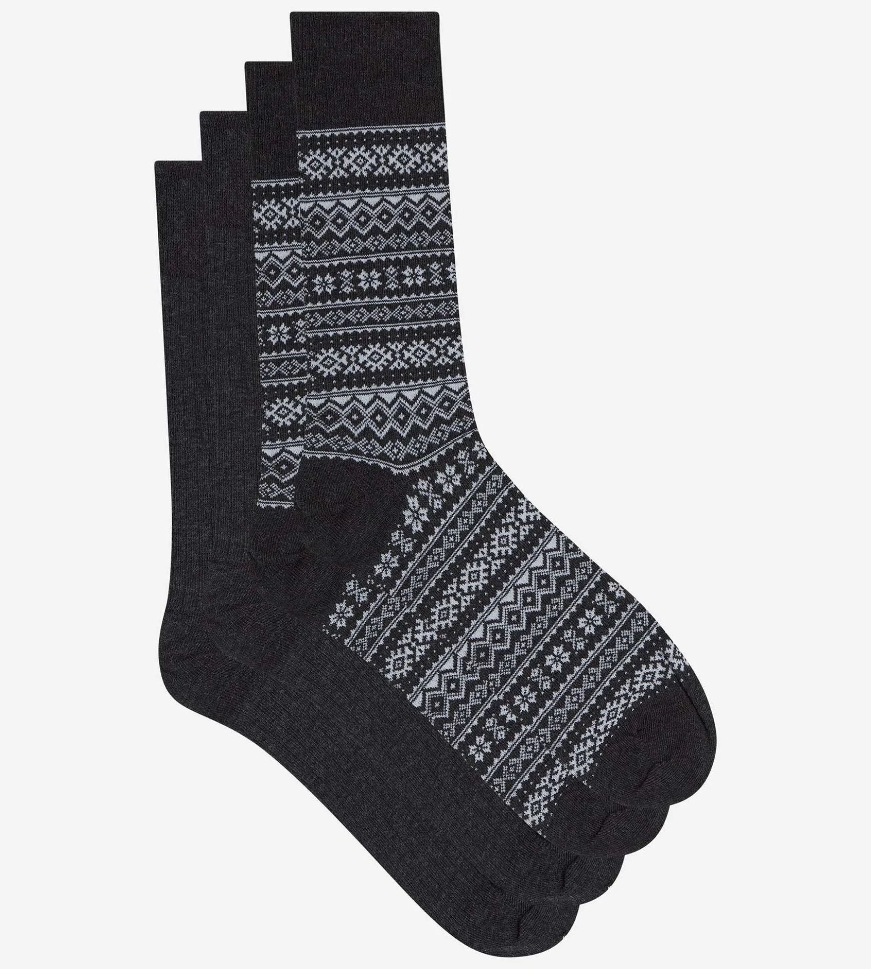 Lot de 2 chaussettes homme anthracite Coton Fancy