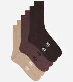 Lot de 3 chaussettes homme Chocolat, cassis, taupe Coton