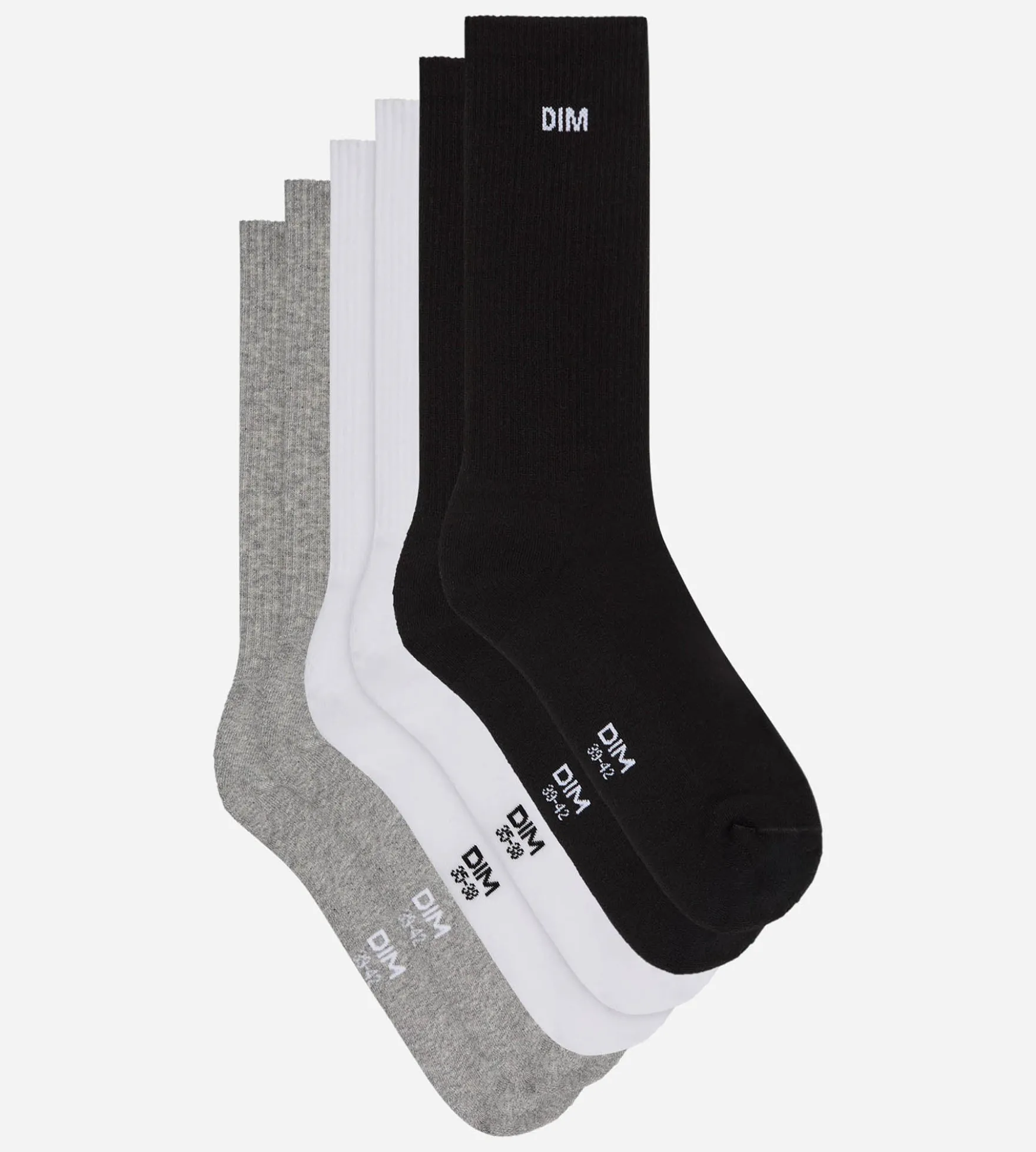 Lot de 3 chaussettes sport homme coton noir, blanc, gris Original