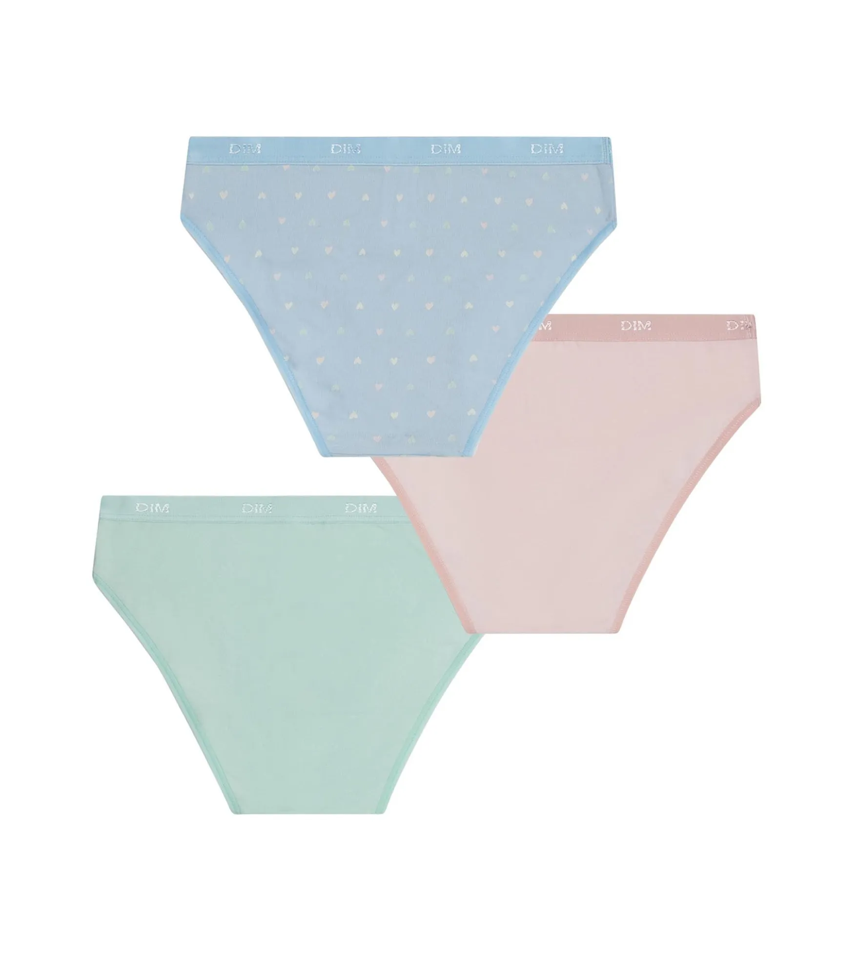 Lot de 3 culottes fille coton stretch Pastel et cœur Les Pockets