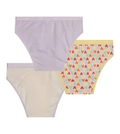 Lot de 3 culottes fille coton stretch à motif coeur Jaune Les Pockets