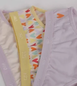 Lot de 3 culottes fille coton stretch à motif coeur Jaune Les Pockets