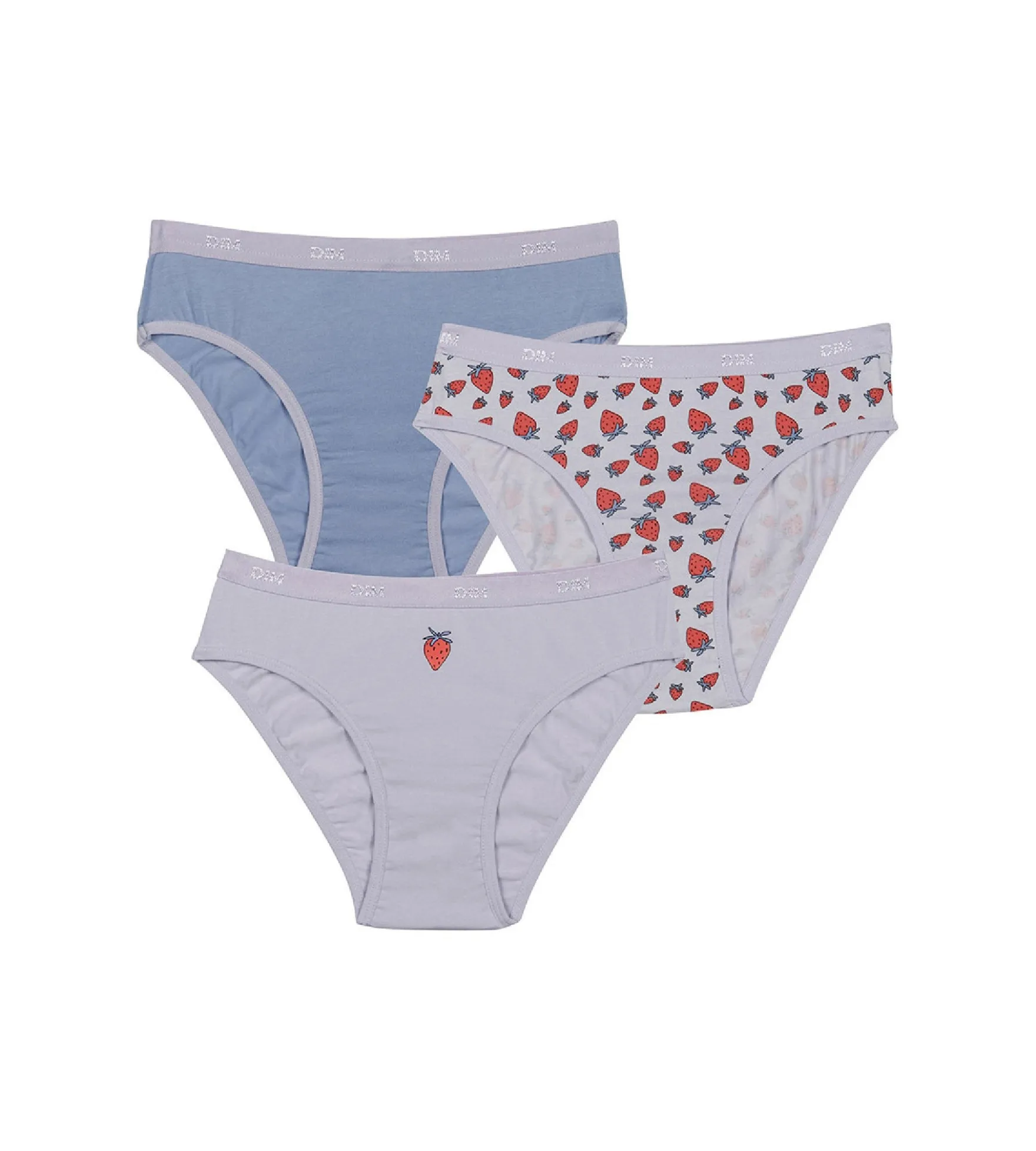 Lot de 3 culottes fille en coton stretch motif fraise Lila Les Pockets