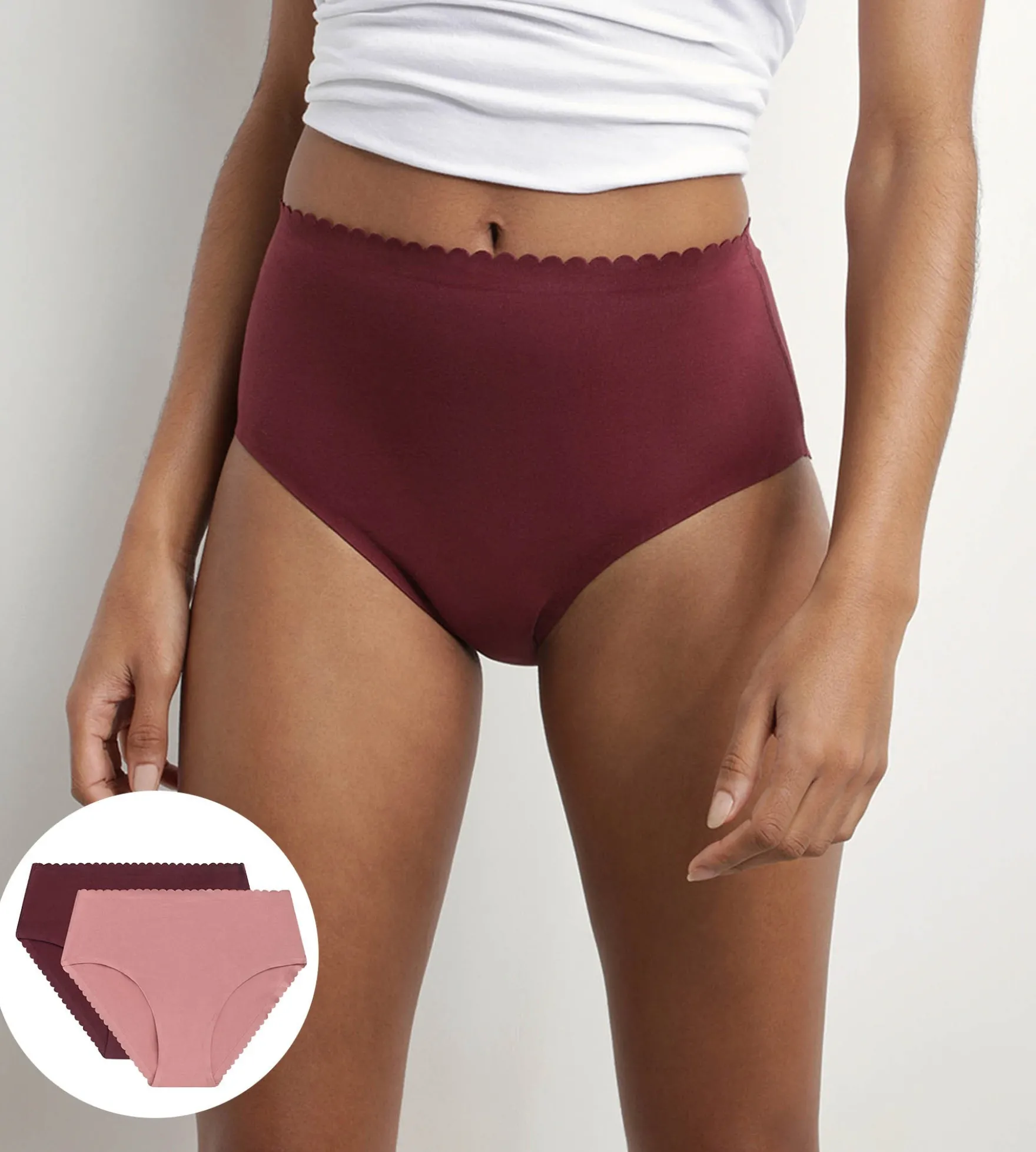 Lot de 2 culottes hautes en coton stretch Rose Rubis Body Touch Easy
