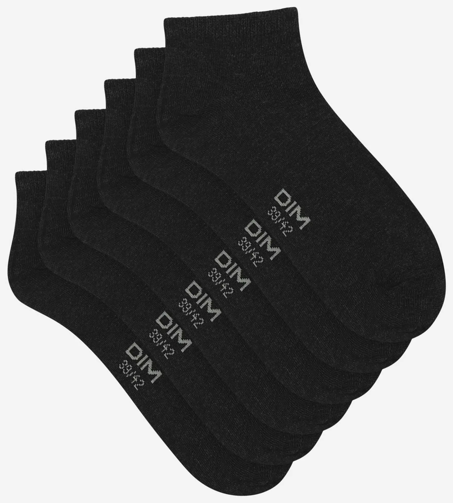 Lot de 3 paires de chaussettes courtes homme Noir Dim Coton