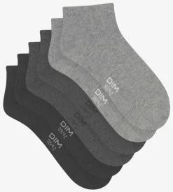 Lot de 3 paires de chaussettes courtes Anthracite Dim Coton