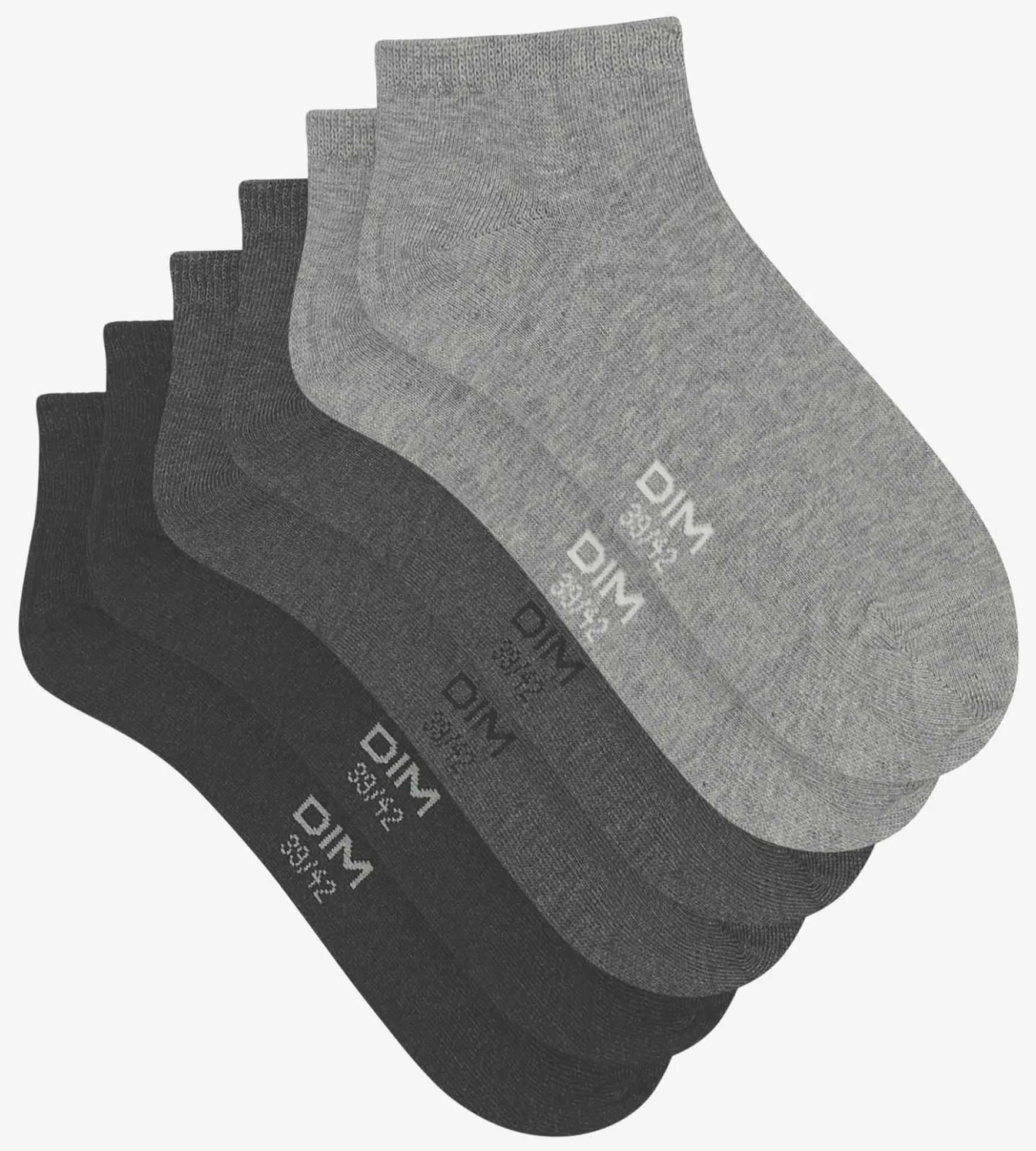 Lot de 3 paires de chaussettes courtes Anthracite Dim Coton