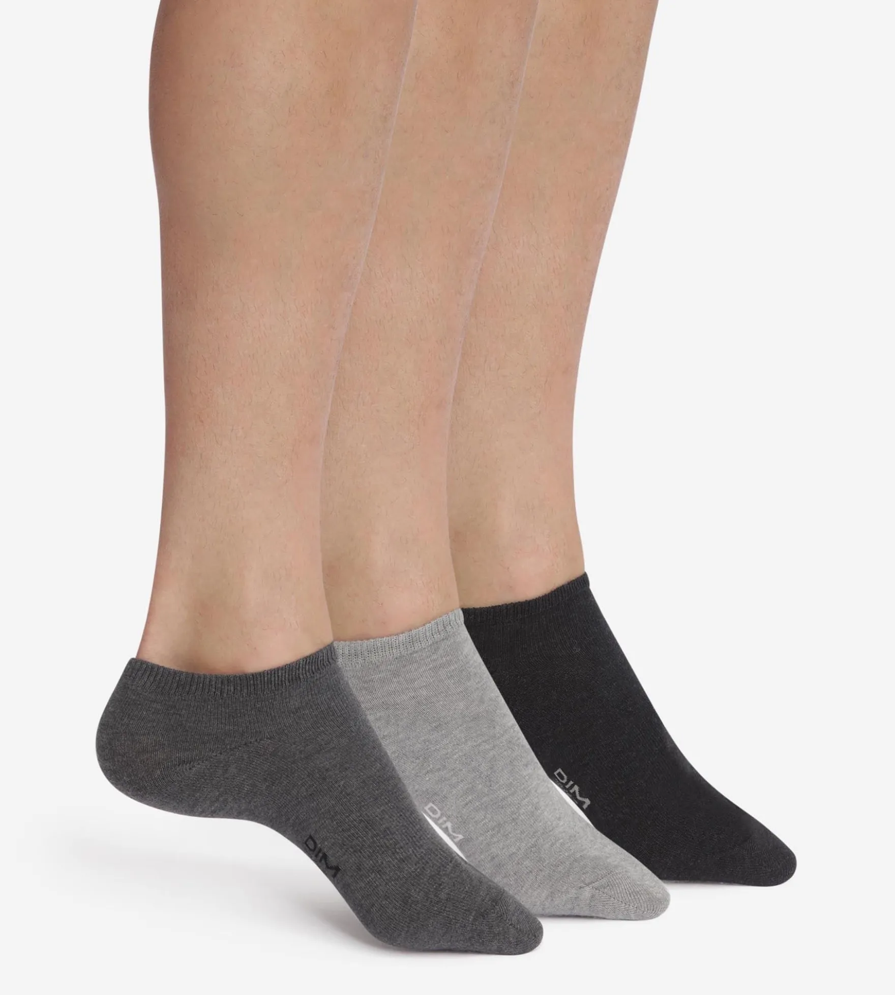 Lot de 3 paires de chaussettes courtes Anthracite Dim Coton
