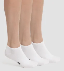 Lot de 3 paires de chaussettes courtes femme Blanc Dim Coton